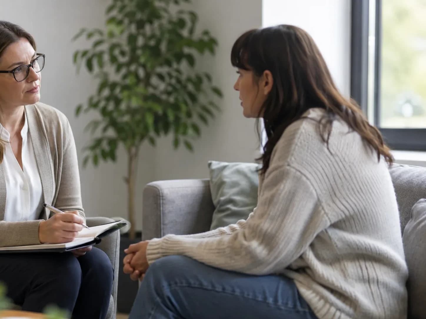 Therapist and client in an individual counseling session